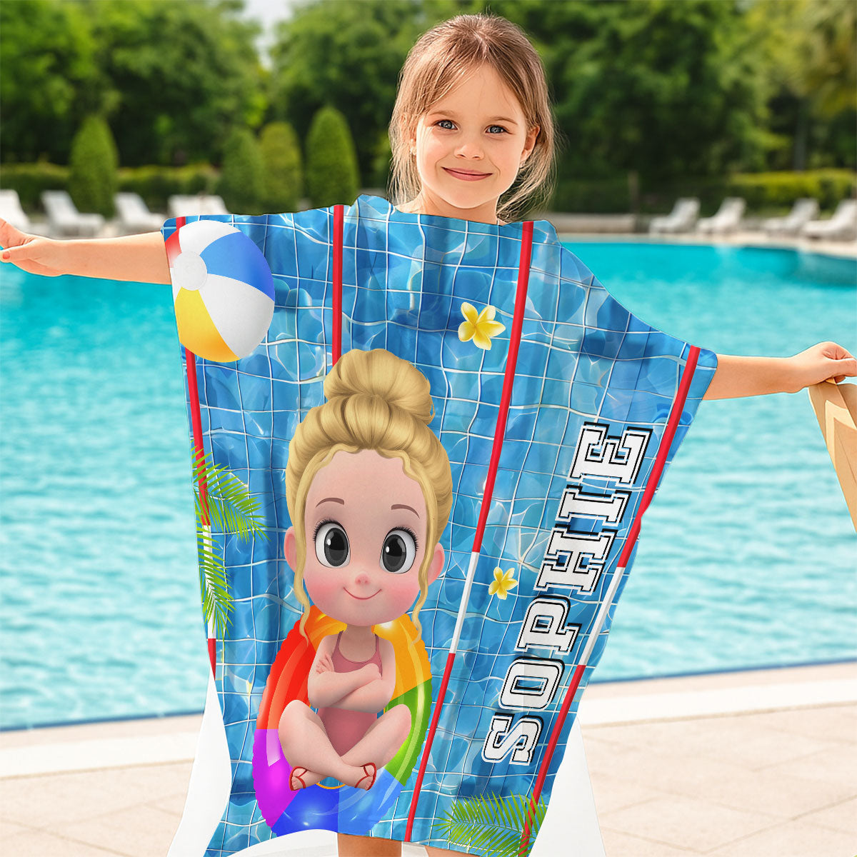 Time For The Beach - Personalized Custom Hooded Beach Towel