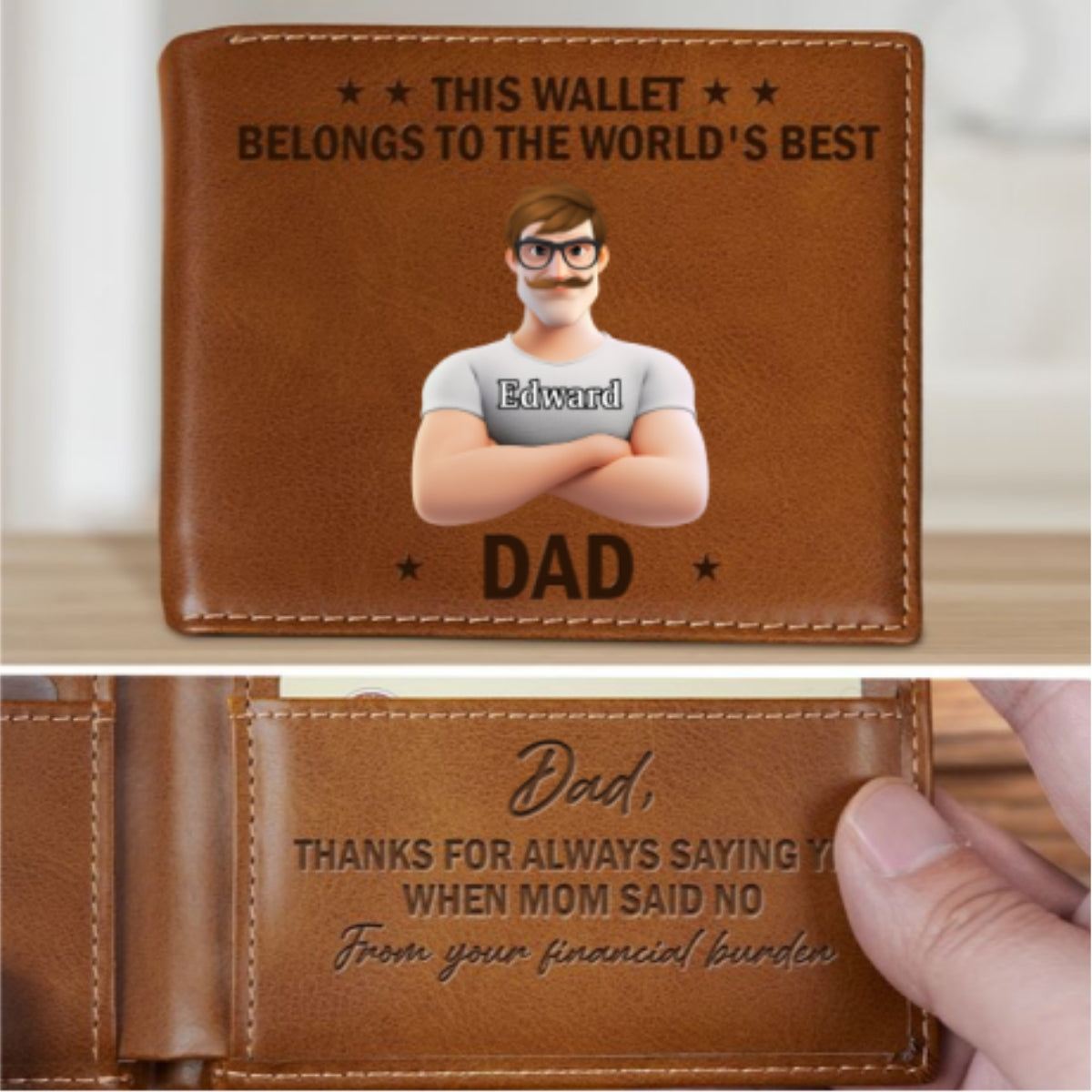 Belongs To The Best Dad - Personalized Custom Printed Men Leather Wallet