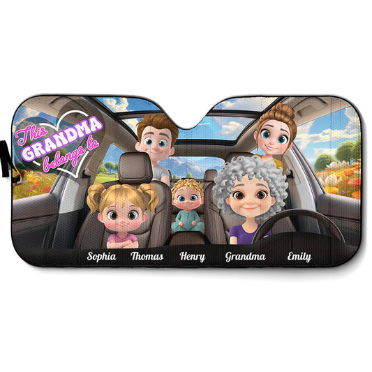 This Grandma Belongs To - Personalized Custom Car Sunshade