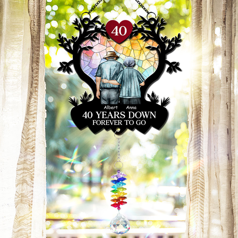 Many Years Down Forever To Go - Personalized Custom Suncatcher With Crystal Rainbow Charm