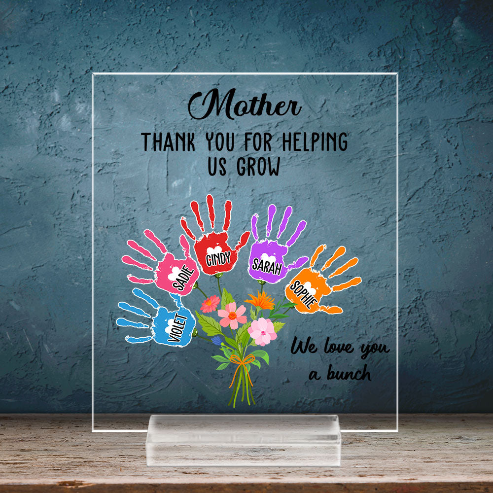 Thanks For Helping Me Grow -  Personalized Custom Acrylic Plaque With Base