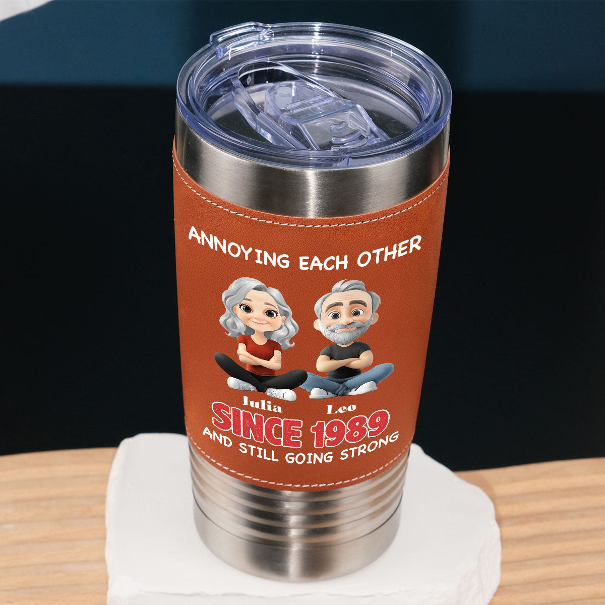 Together Forever - Personalized Custom Leather Tumbler