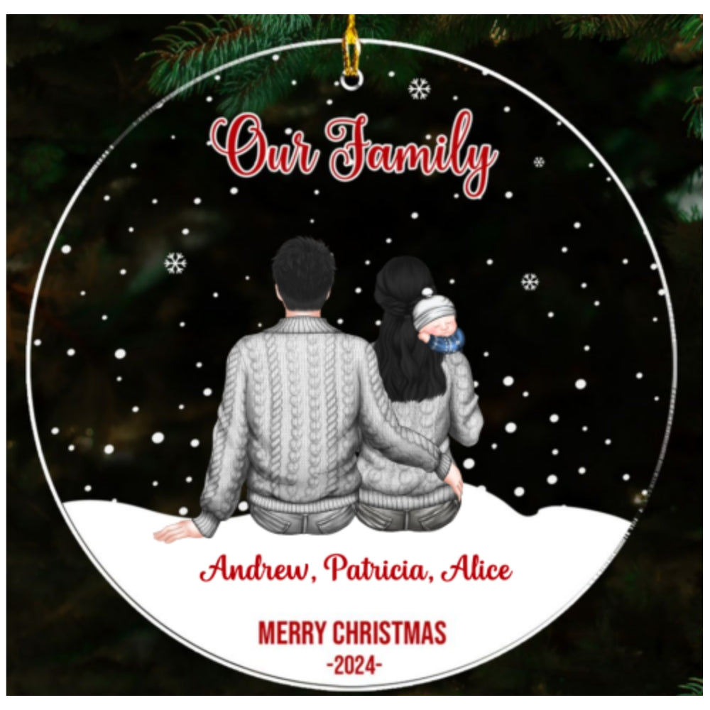 Happy Christmas Family 2024 - Personalized Custom Acrylic Ornament