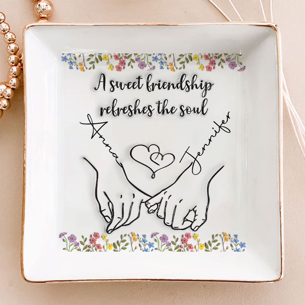 Sweet Friendship - Personalized Custom 3D Inflated Effect Jewelry Dish