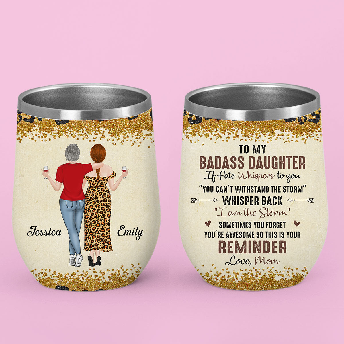 To My Badass Daughter - Personalized Custom Wine Tumbler