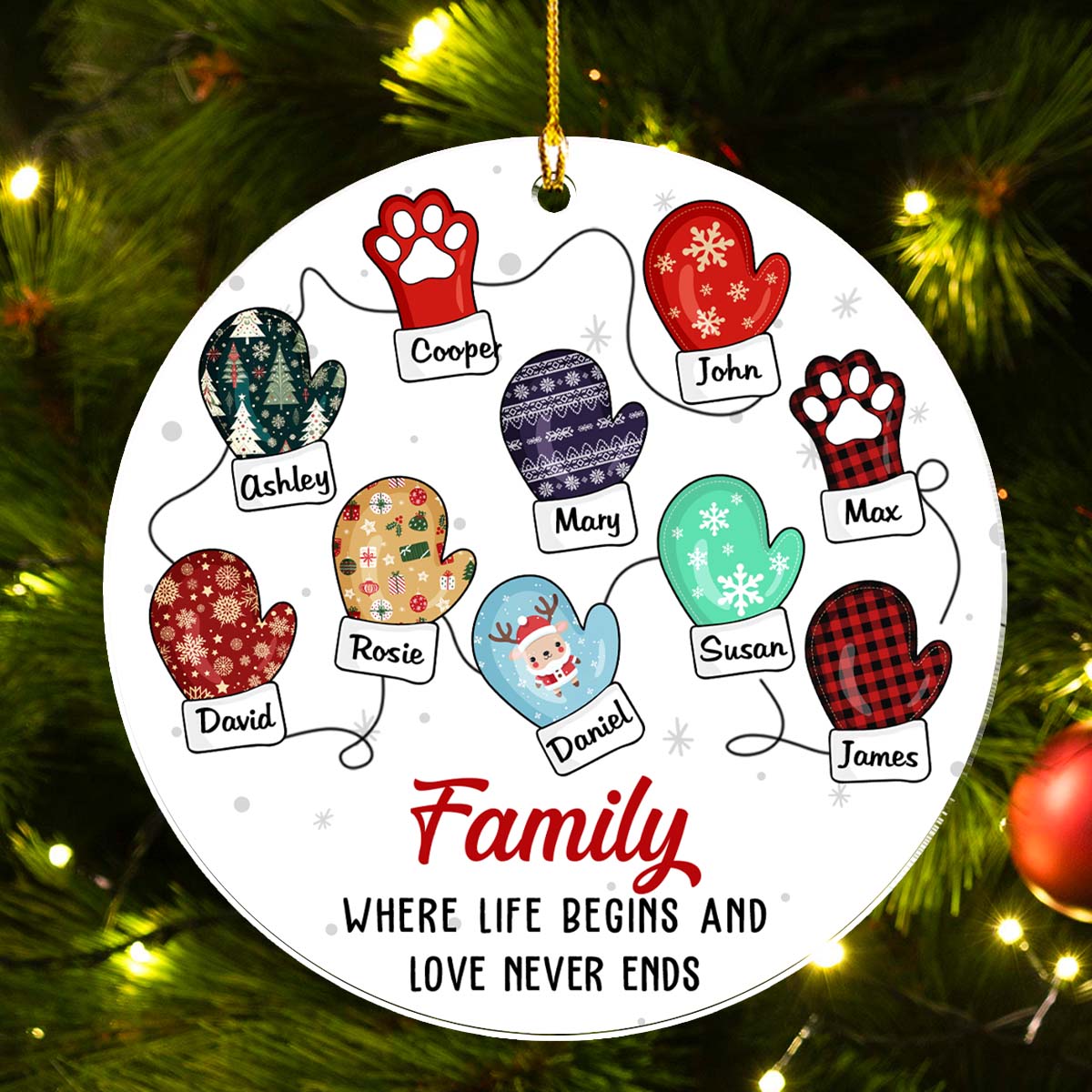 Family Where Life Begins And Love Never Ends - Personalized Custom Acrylic Ornament