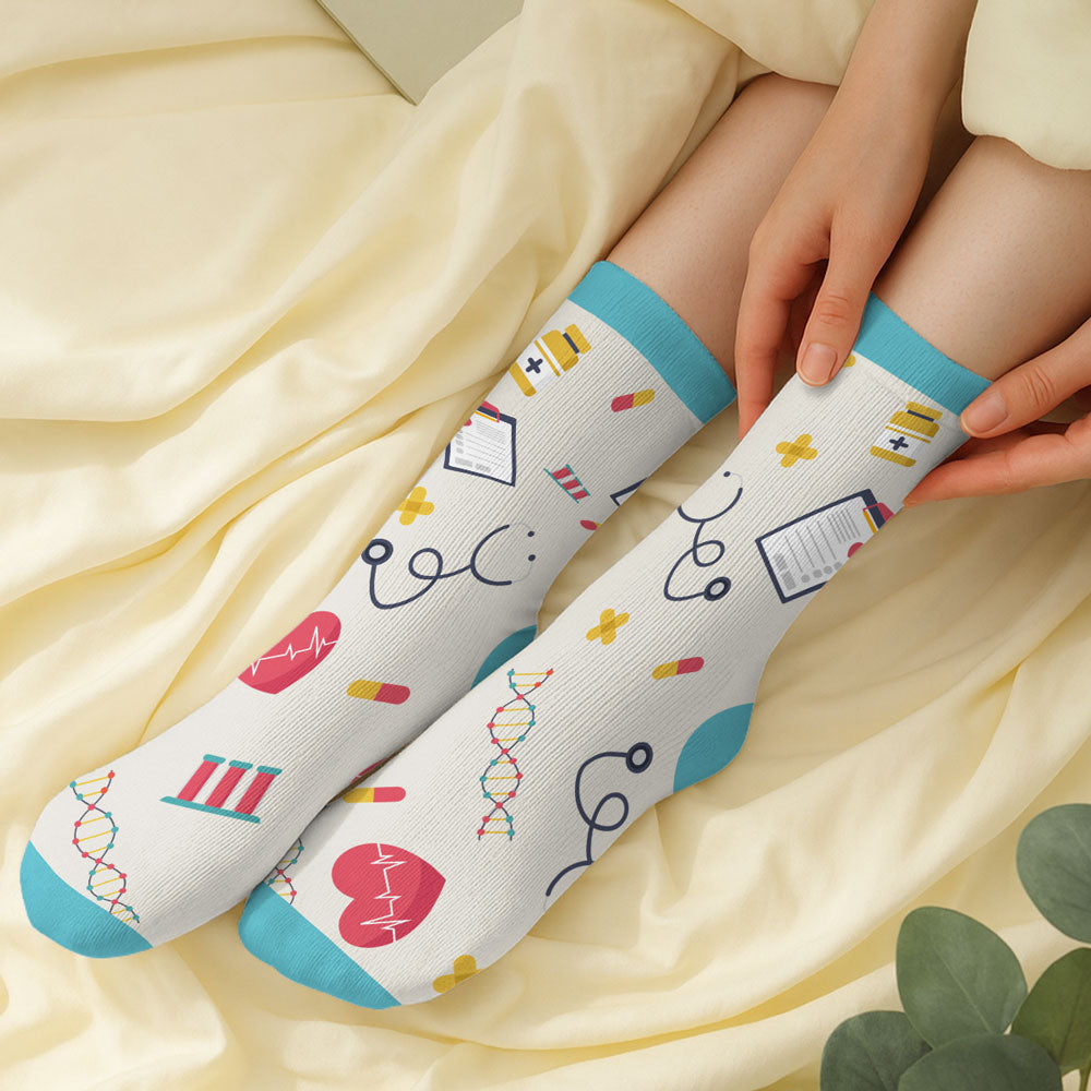 Proud To Be A Nurse - Personalized Custom Crew Socks