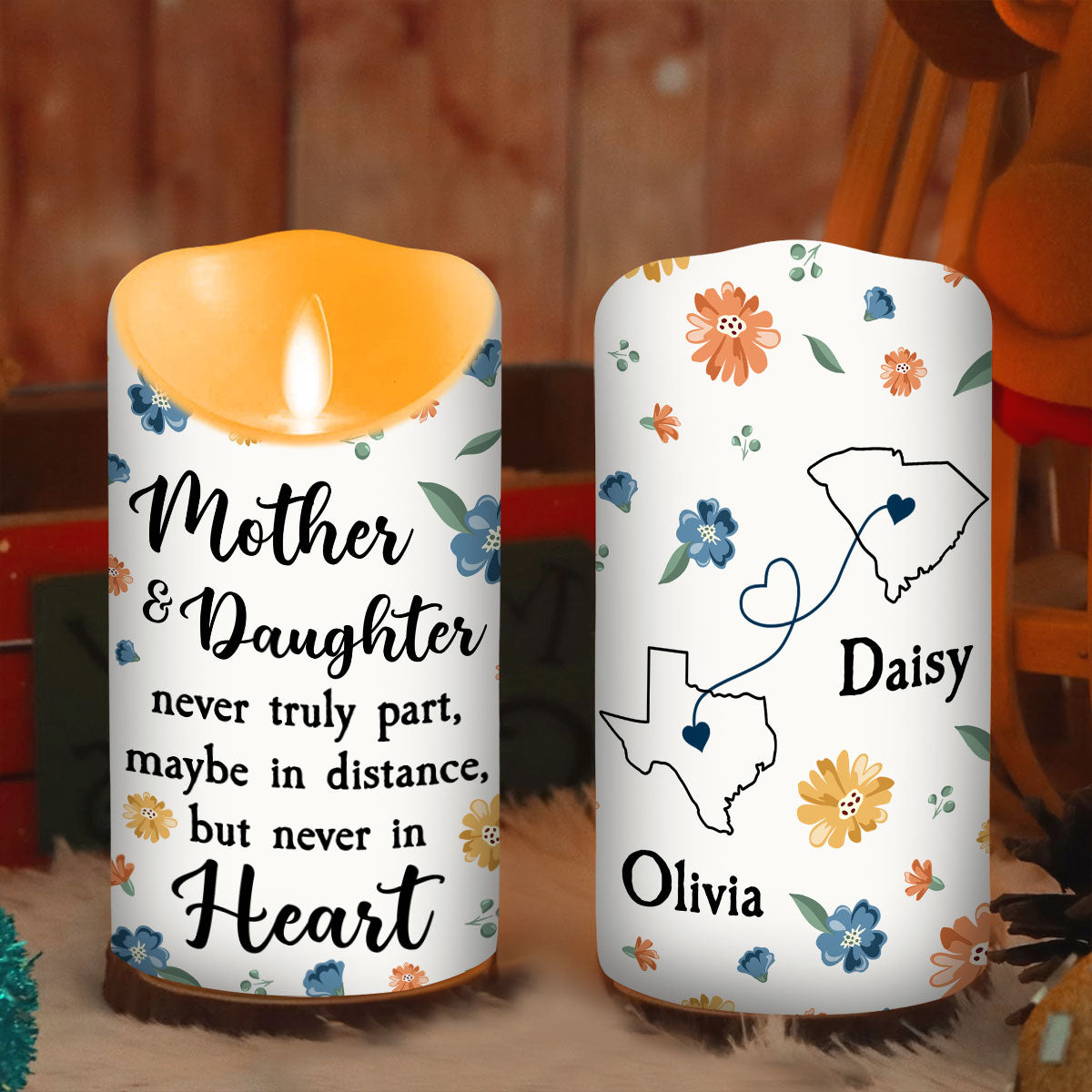 Mother And Daughter -  Personalized Custom LED Candle