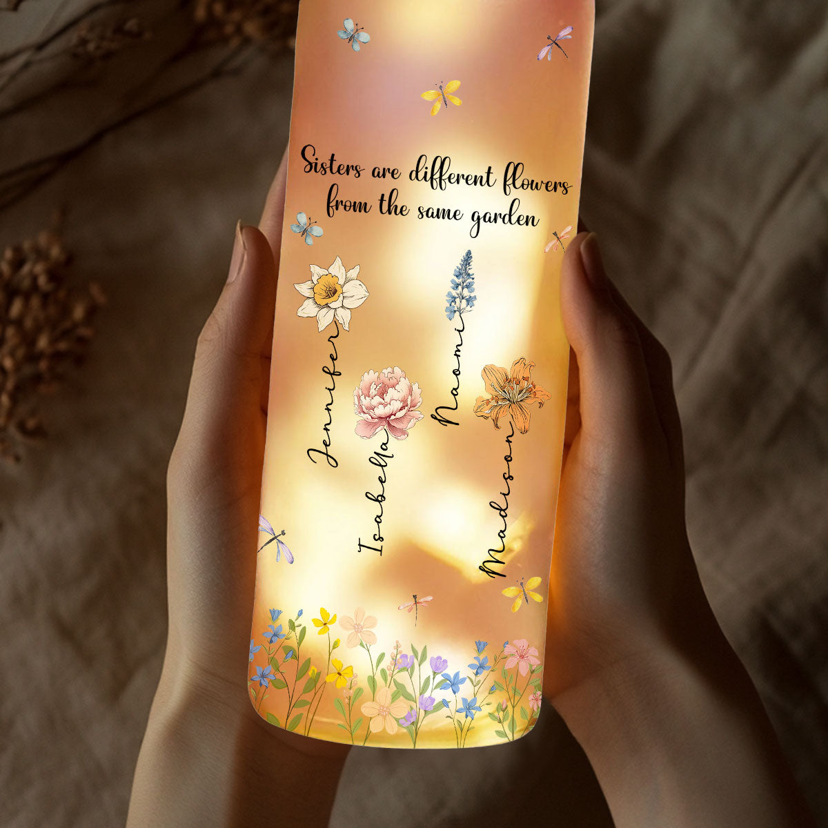 Sisters Are Different Flowers - Personalized Custom Bottle Lamp