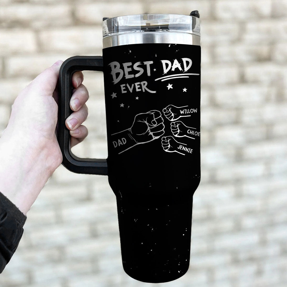 Handsome Dad Ever - Personalized Custom Engraved 40oz Tumbler With Handle