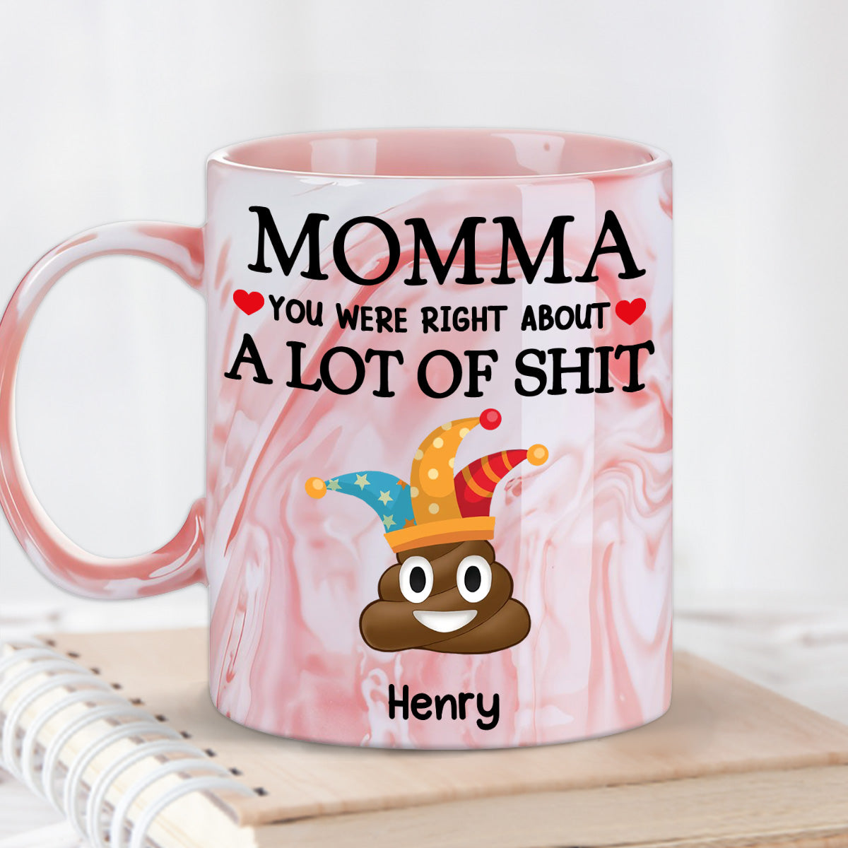 Little Shits Of Mom - Personalized Custom Pink Marble Mug