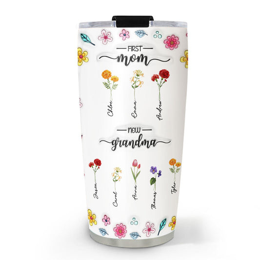 New Flower First Mom - Personalized Custom 3D Inflated Effect Tumbler
