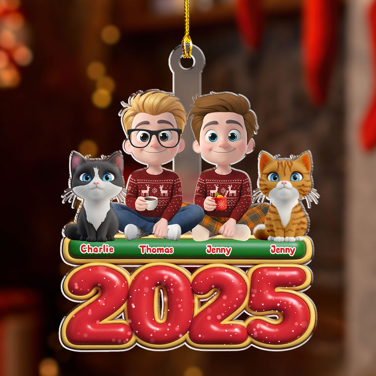 We And Our Cat Version 2 - Personalized Custom Acrylic Ornament