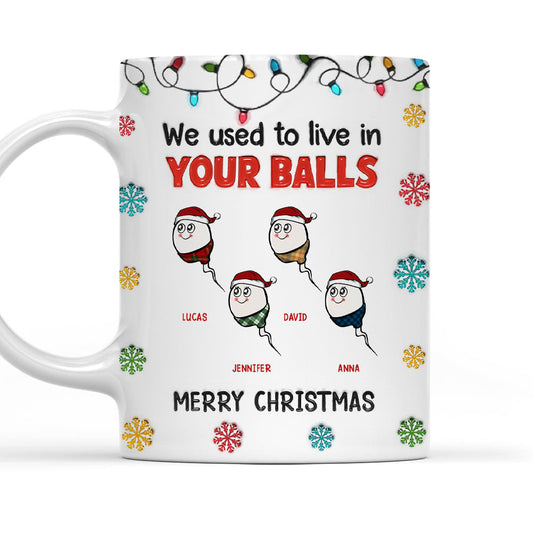 Merry Christmas I Used To Live In Your Balls - Personalized Custom 3D Inflated Effect Mug