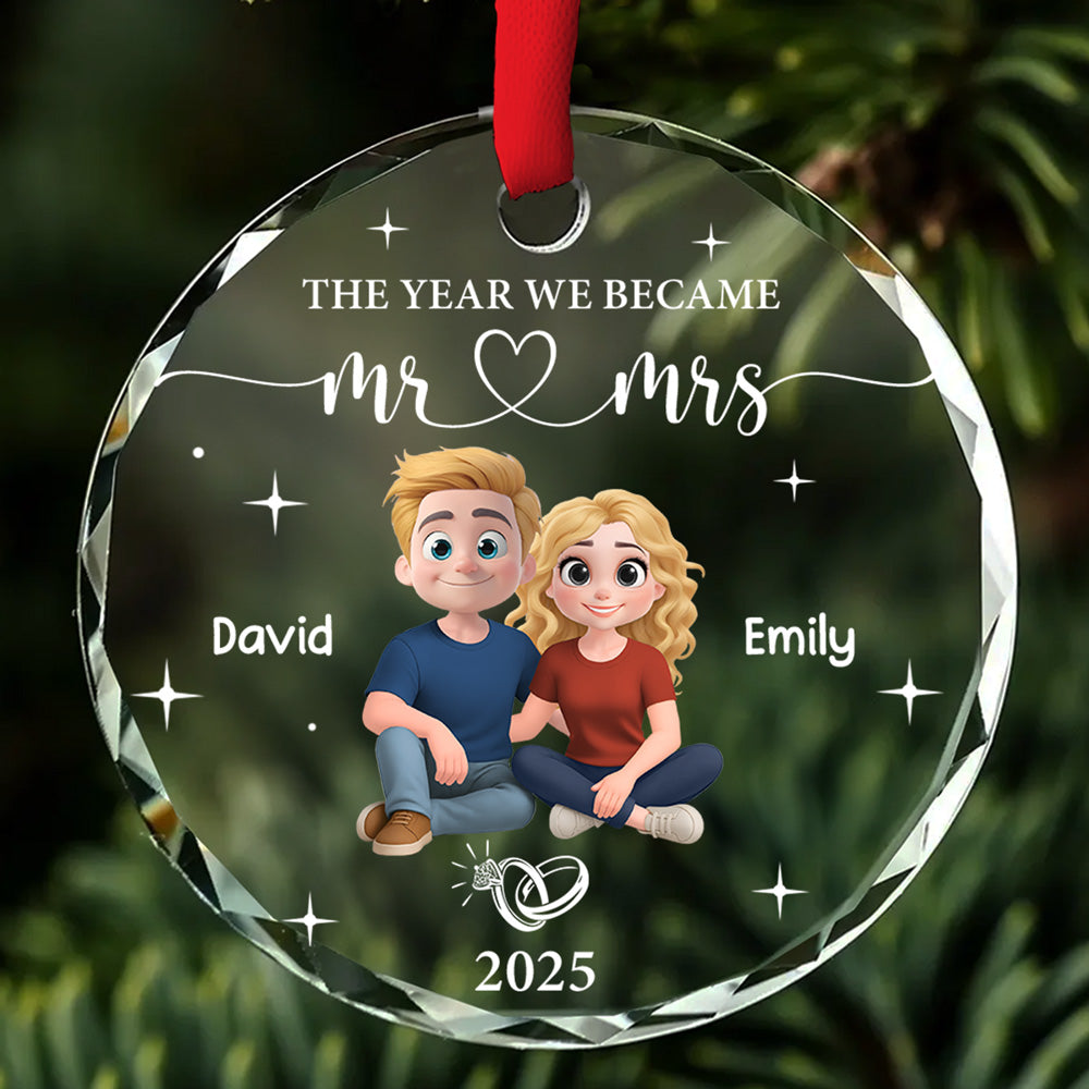 Happily Ever After Begins - Personalized Custom Glass Ornament