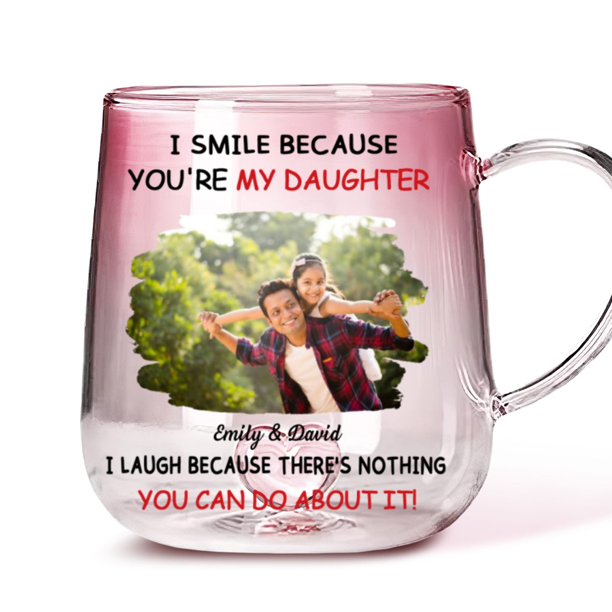 My Daughter Photo - Personalized Custom Pink Gradient Glass Mug