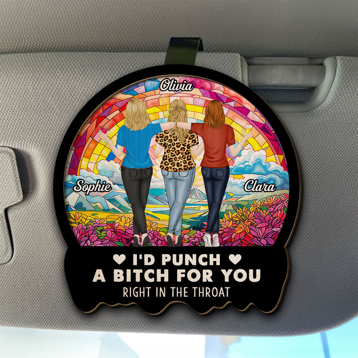 Besties Sisters Punch For You - Personalized Custom Car Visor Clip