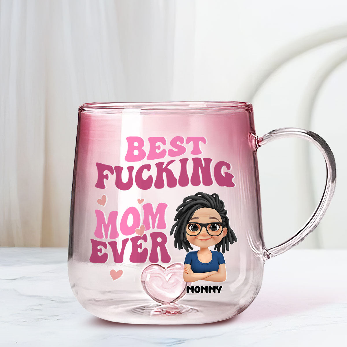 Best Mom Ever - Personalized Custom Pink Gradient Glass Mug