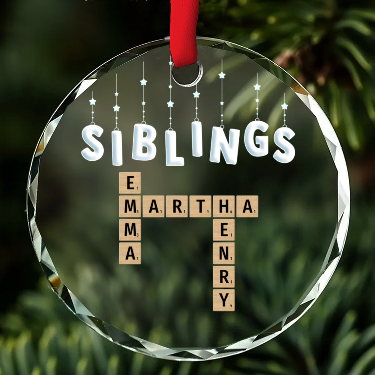 Lovely Siblings - Personalized Custom Glass Ornament