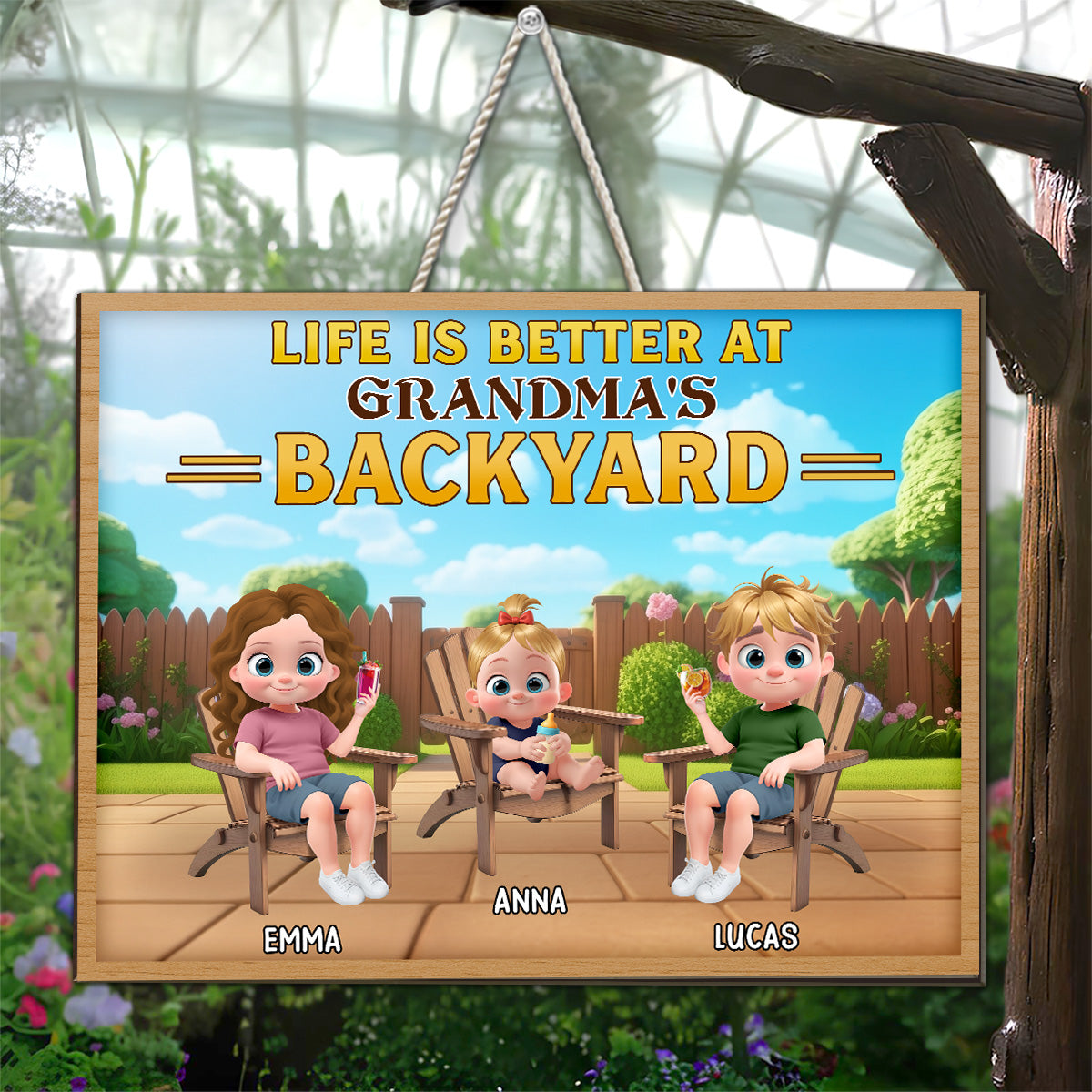 Welcome To Grandma Backyard - Personalized Custom Wood Sign