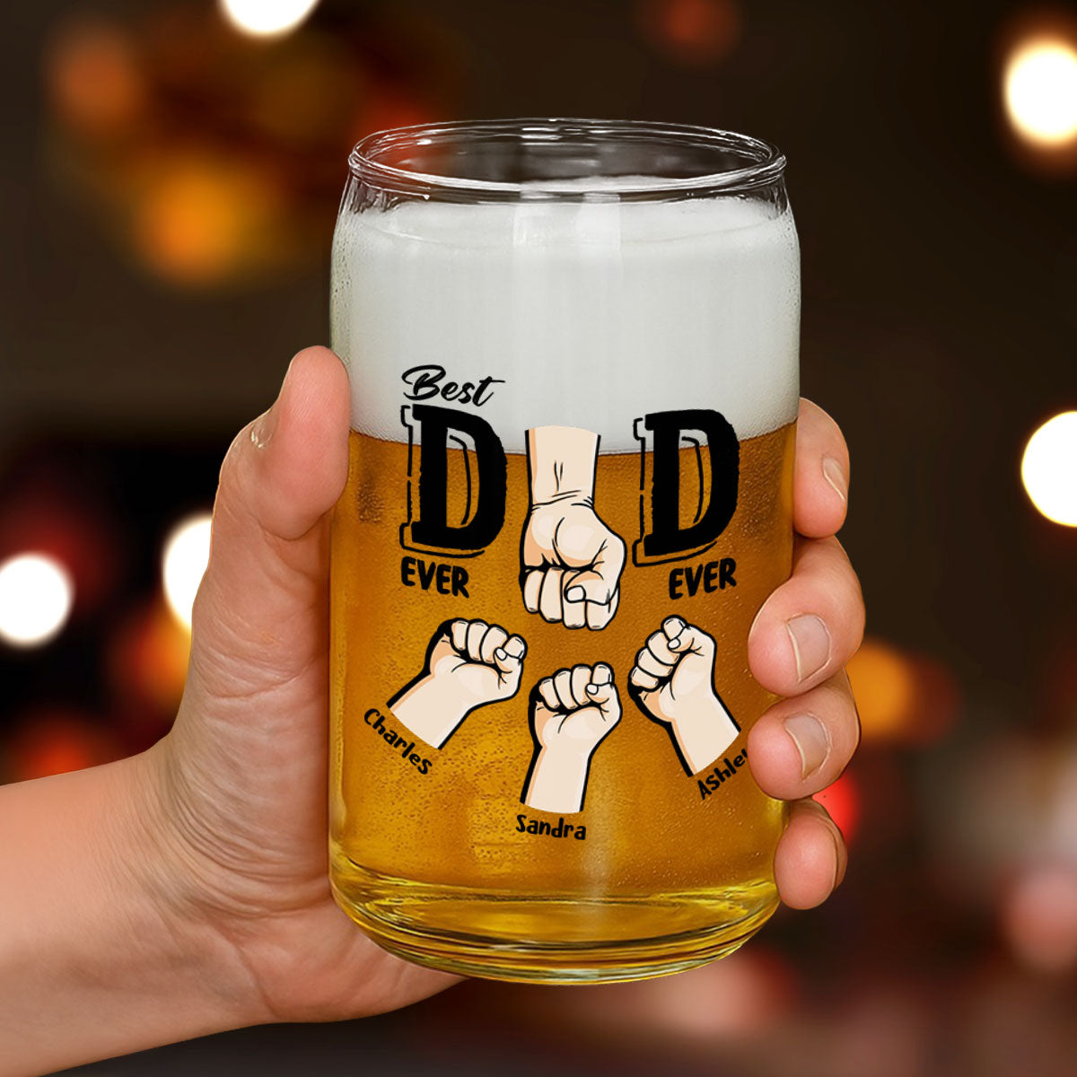 Best Dad Ever - Personalized Custom Beer Can Glass