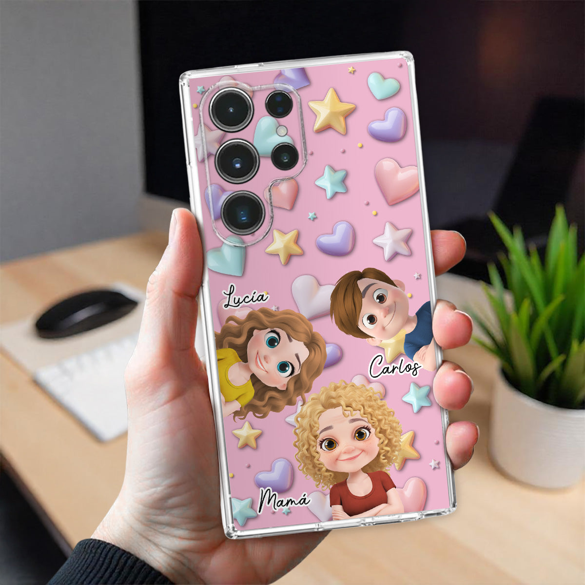 Linda Mamá y Niños - Funda de Teléfono Personalizada con Efecto 3D