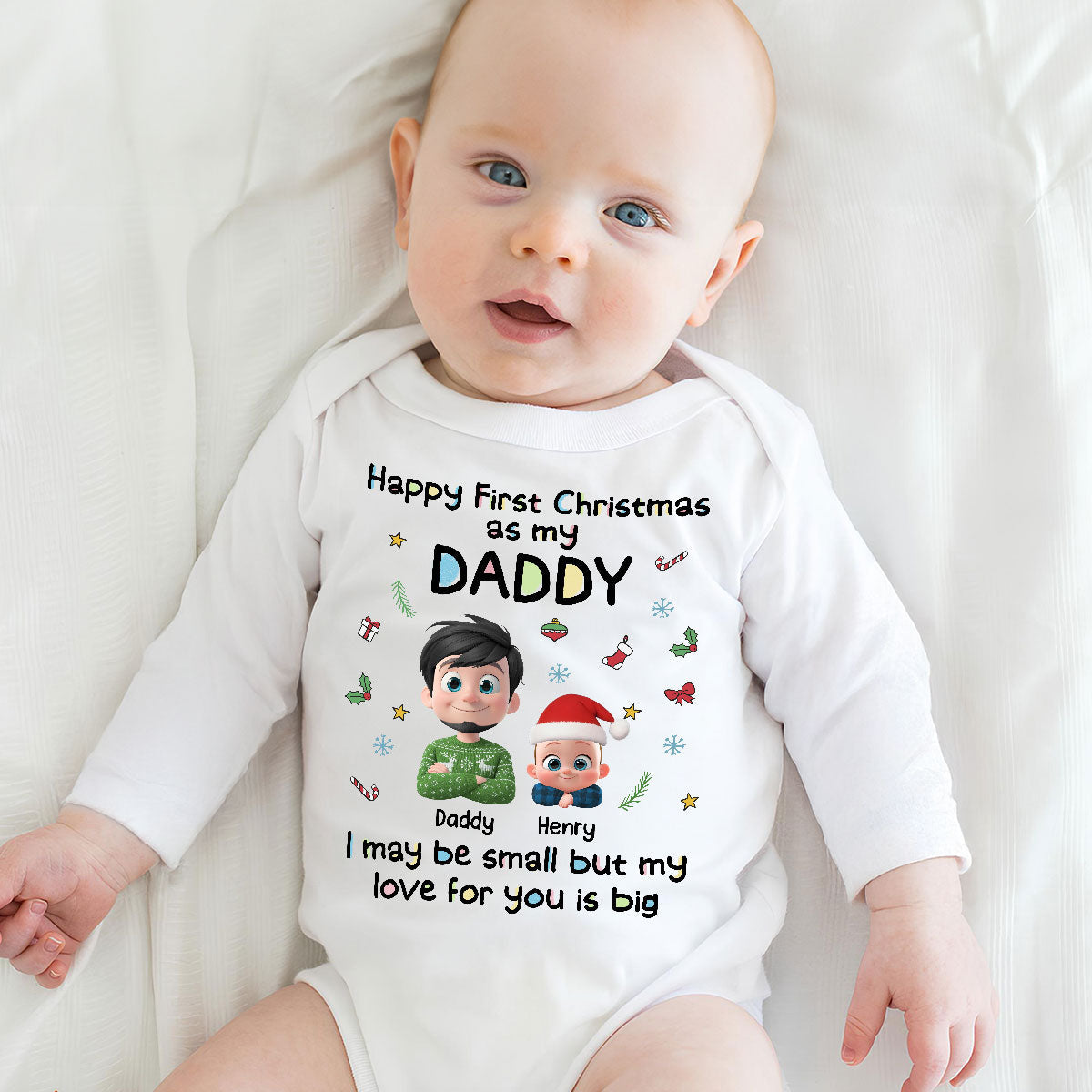 First Christmas With Baby - Personalized Custom Long Sleeve Baby Onesie