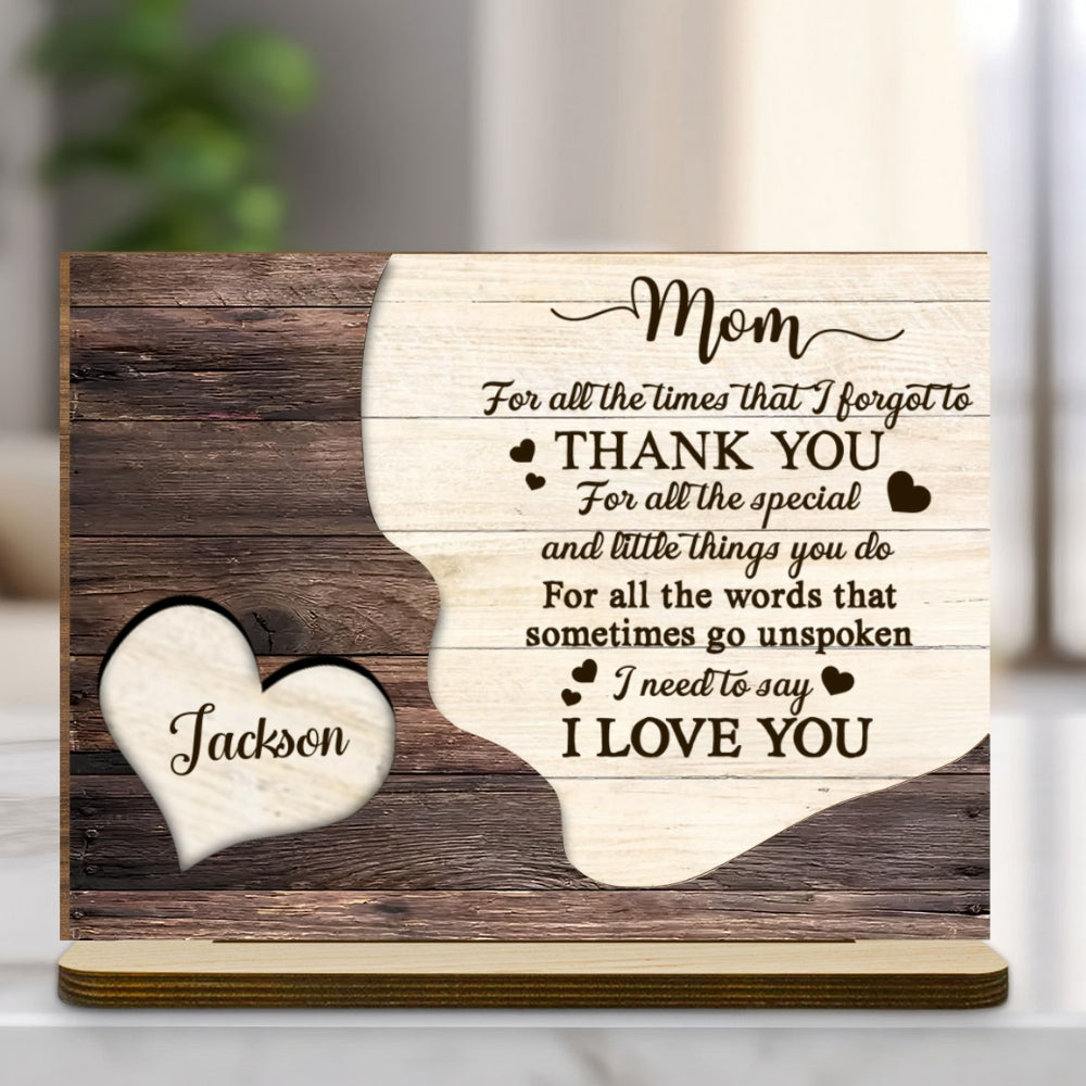 Thank You Mommy - Personalized Custom 2-Layer Wood Plaque With Flat Base