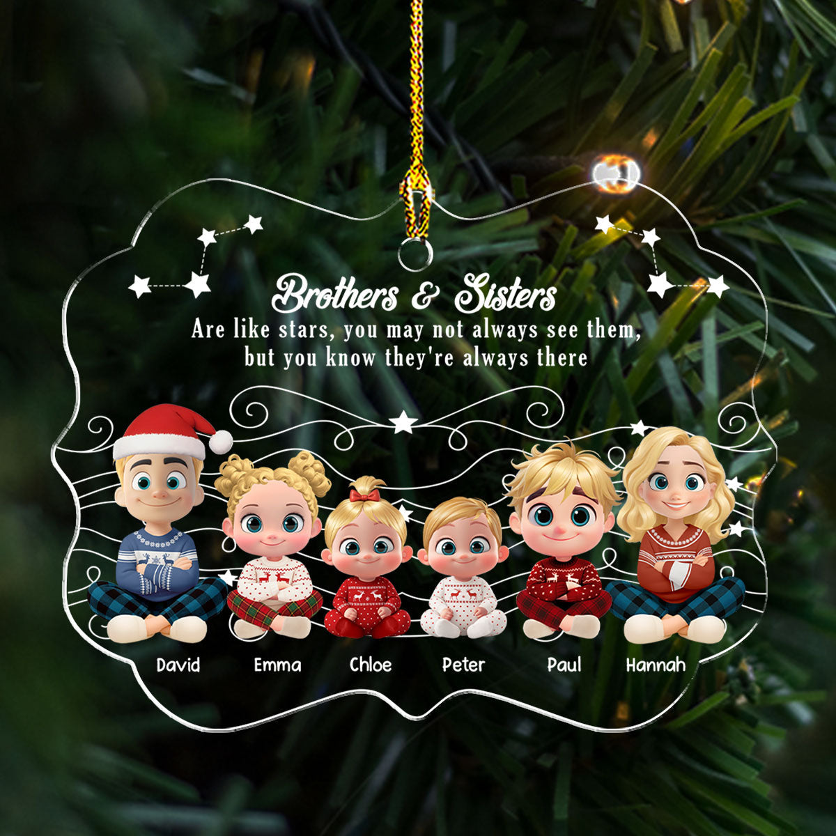 Siblings Are Like Bright Stars - Personalized Custom Acrylic Ornament