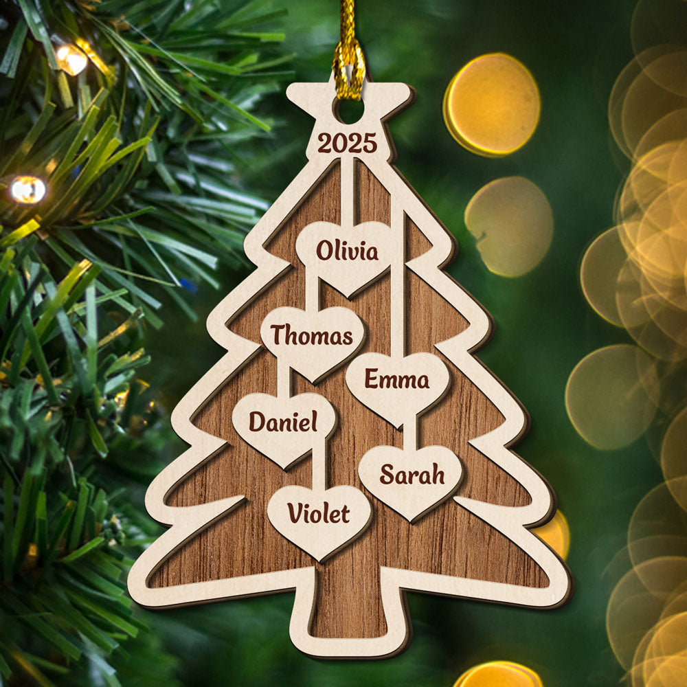 Rustic Wooden Christmas Tree - Personalized Custom 2-Layered Wood Ornament