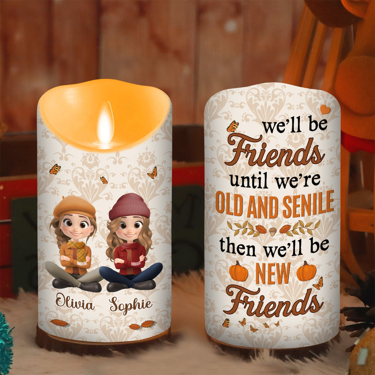 Besties For Life - Personalized Custom LED Candle