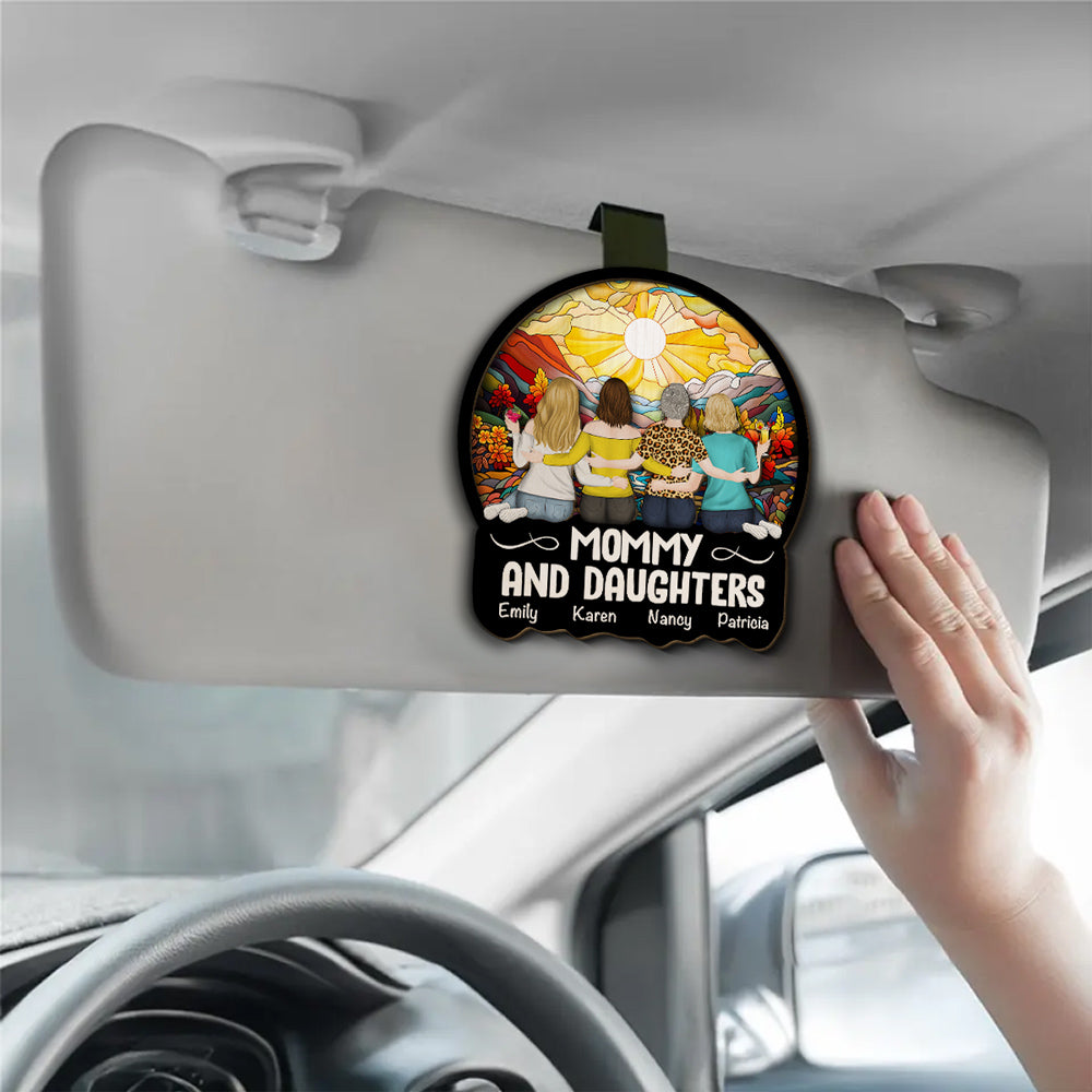 Mother And Daughter Sitting Together - Personalized Custom Car Visor Clip