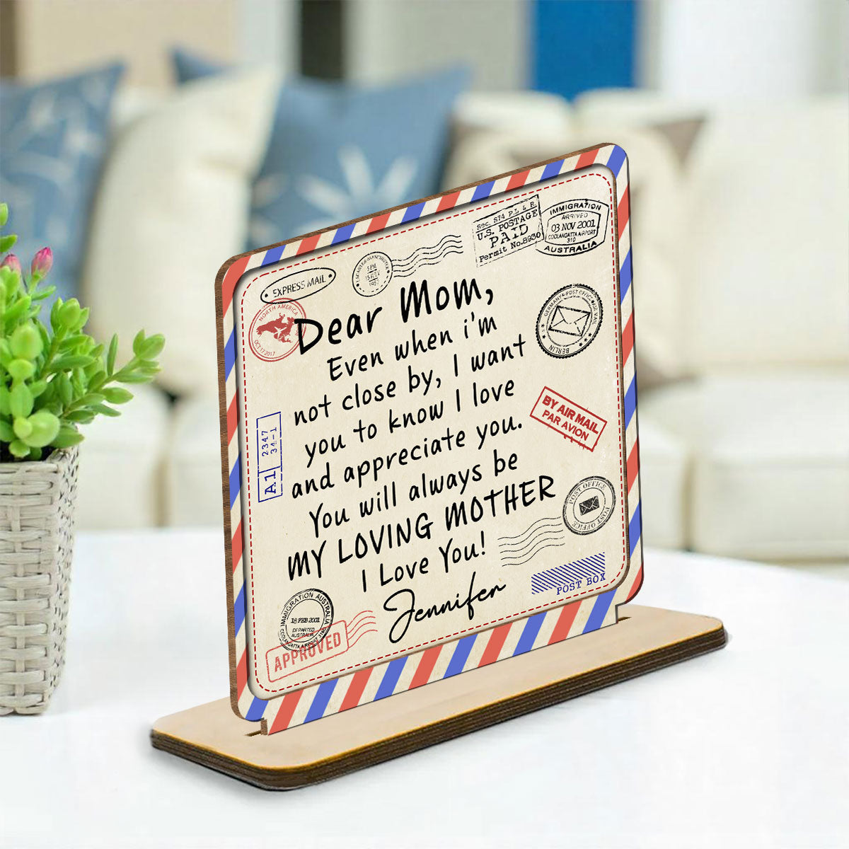 My Loving Mom - Personalized Custom 2-Layer Wood Plaque With Flat Base