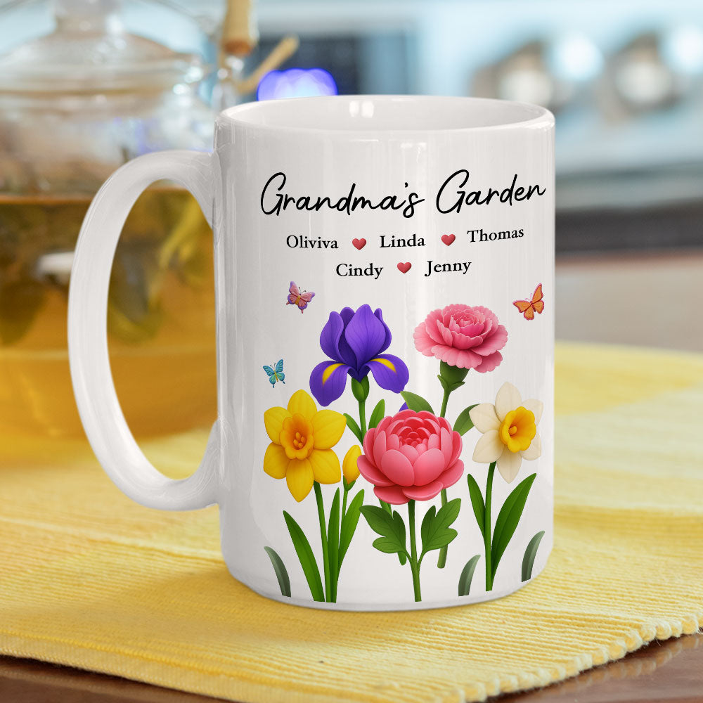 Grandma Garden Flowers - Personalized Custom Coffee Mug