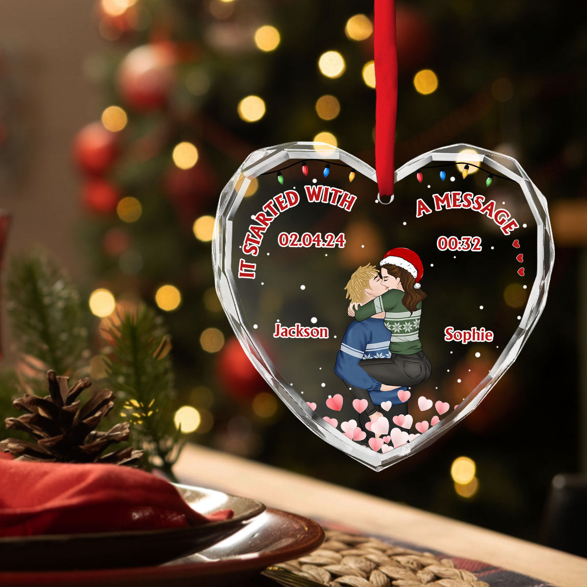 Started With A Message - Personalized Custom Glass Ornament