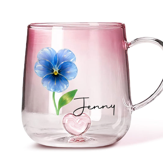 You Are The Most Beautiful Glass Flower - Personalized Custom Pink Gradient Glass Mug