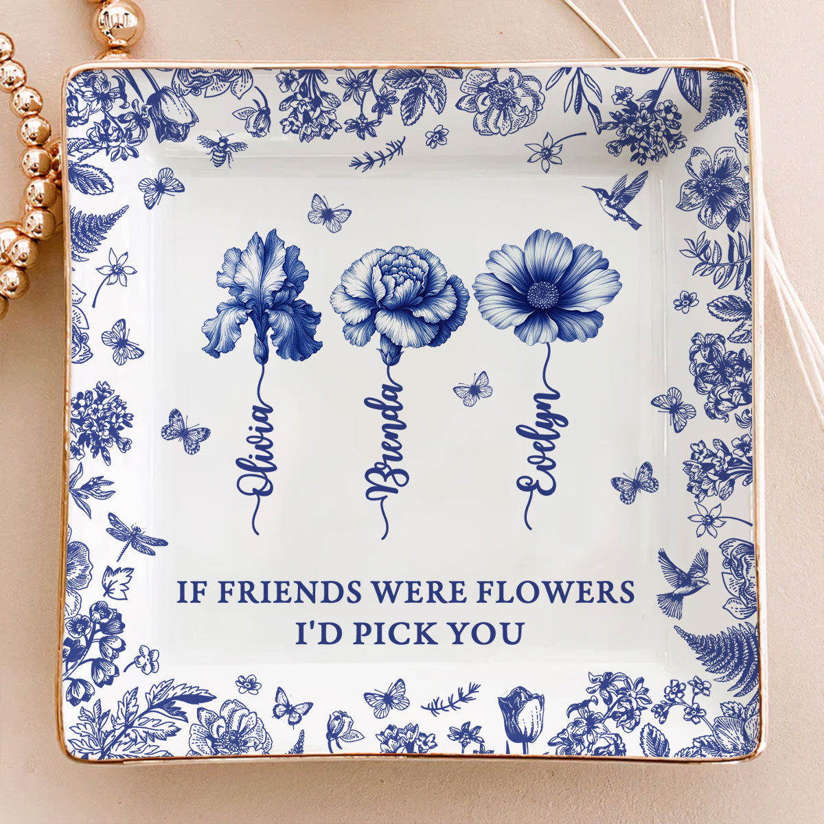 I Would Pick You Toile - Personalized Custom Jewelry Dish