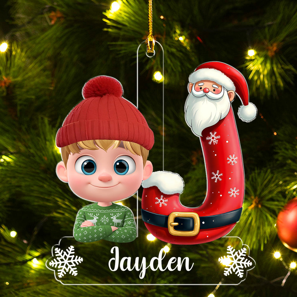 Baby And Santa - Personalized Custom Acrylic Ornament