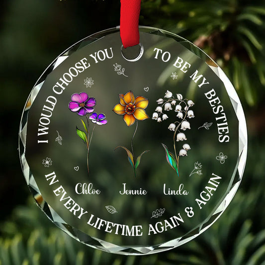 Bonded By Heart - Personalized Custom Glass Ornament