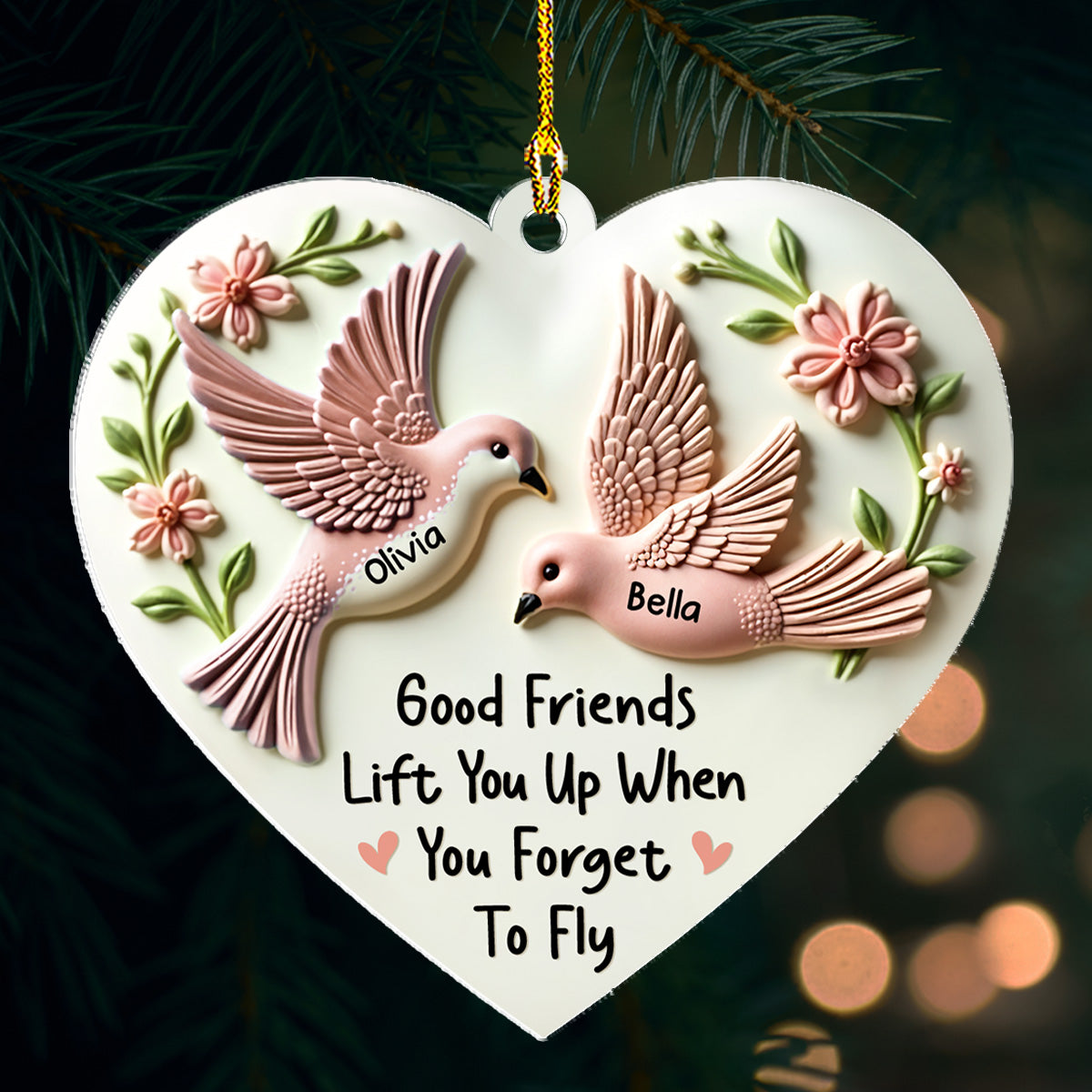Good Friends Lift You Up - Personalized Custom 3D Inflated Effect Acrylic Ornament