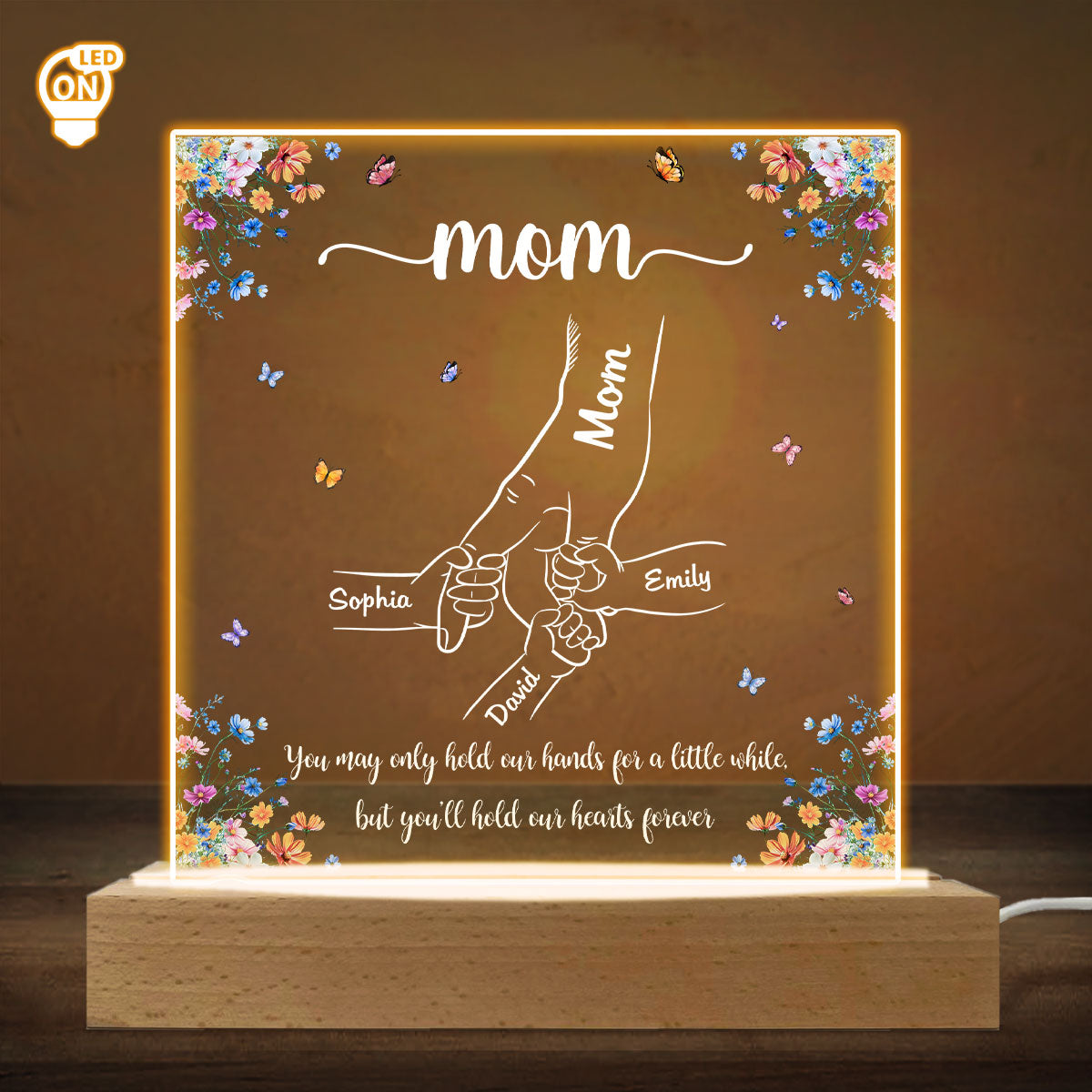 Hold Our Hearts Version 2 - Personalized Custom LED Light