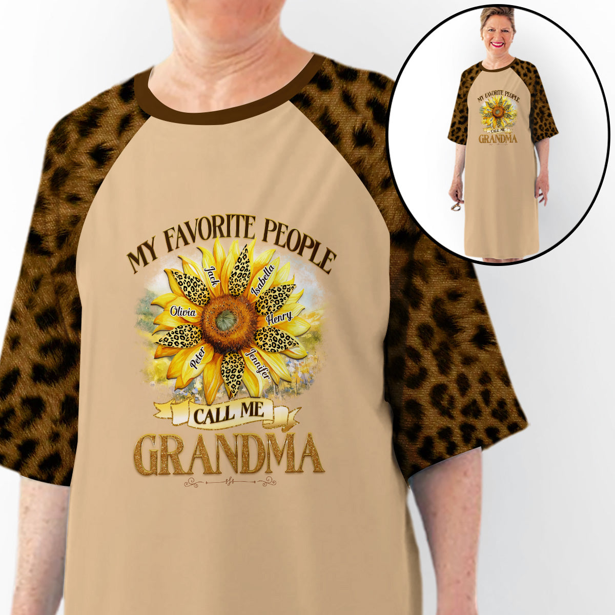 My Favorite People Call Me Grandma - Personalized 3/4 Sleeve Dress