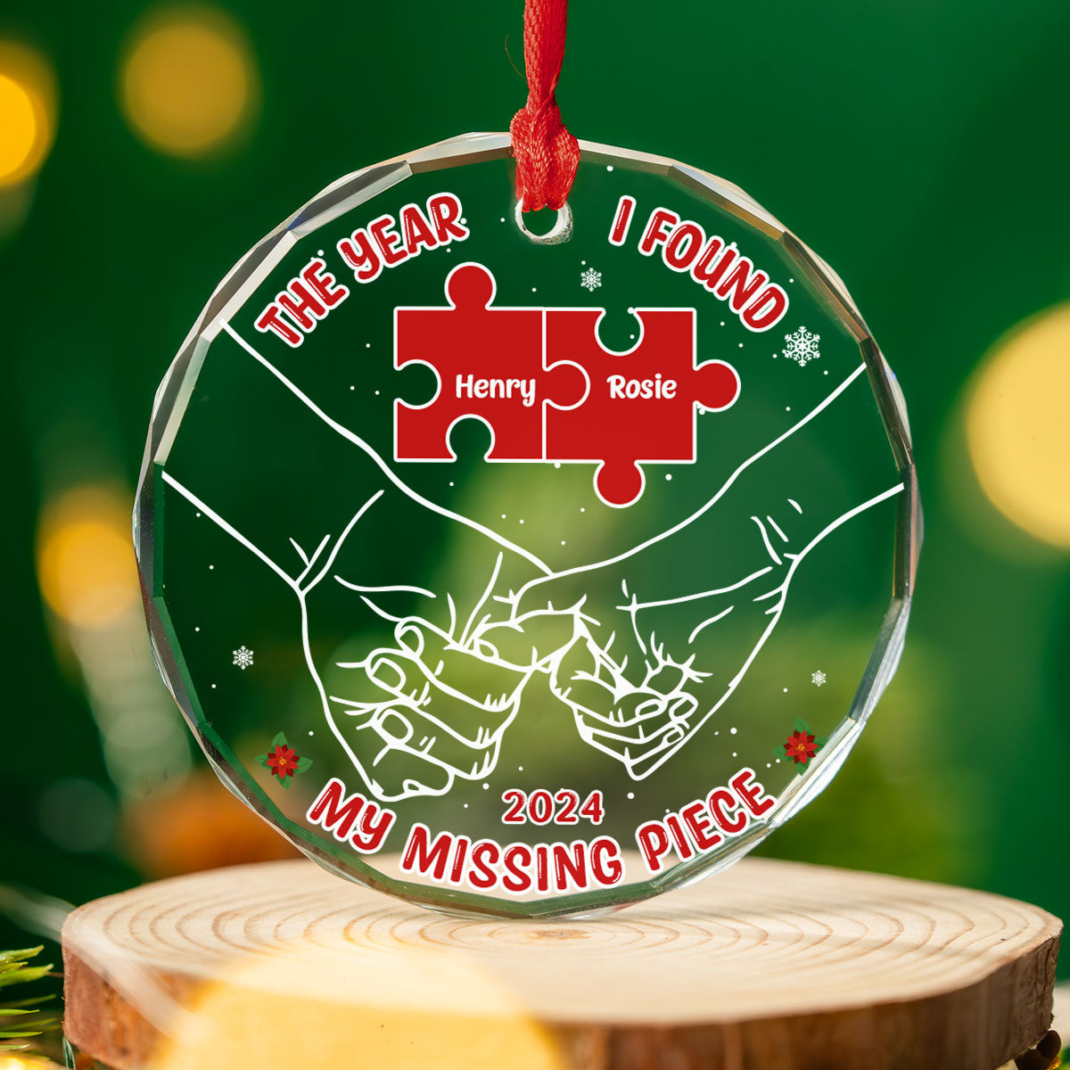 The Year I Found My Missing Piece  - Personalized Custom Glass Ornament