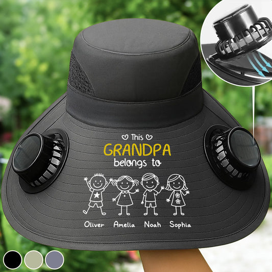 This Grandpa Belongs To Us - Personalized Custom Solar Fan Hat