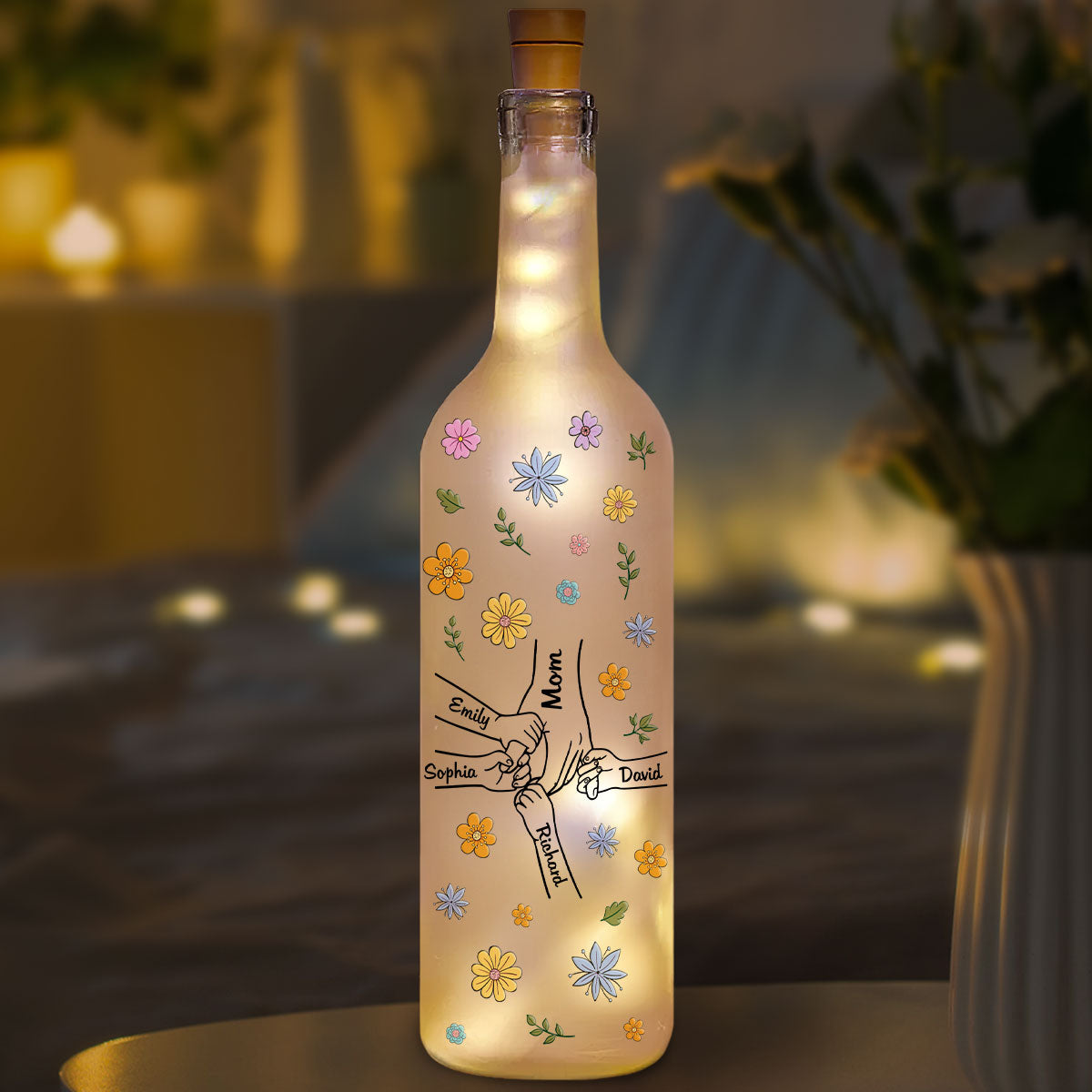 Mom Hold Our Hands - Personalized Custom Bottle Lamp