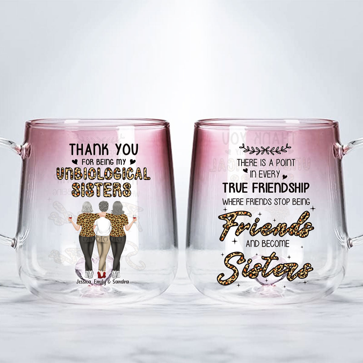 True Friendship - Personalized Custom Pink Gradient Glass Mug