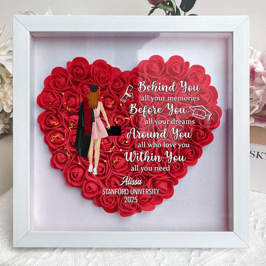 Behind You All Your Memories Before You All Your Dreams - Personalized Custom Flower Shadow Box