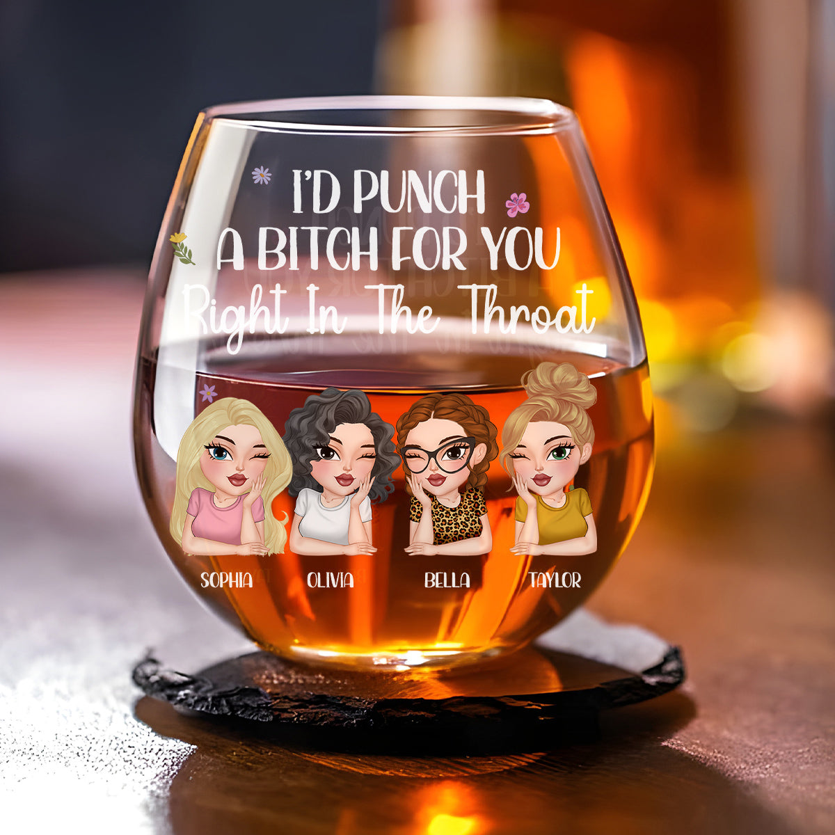 Right In The Throat - Personalized Custom Wine Glass