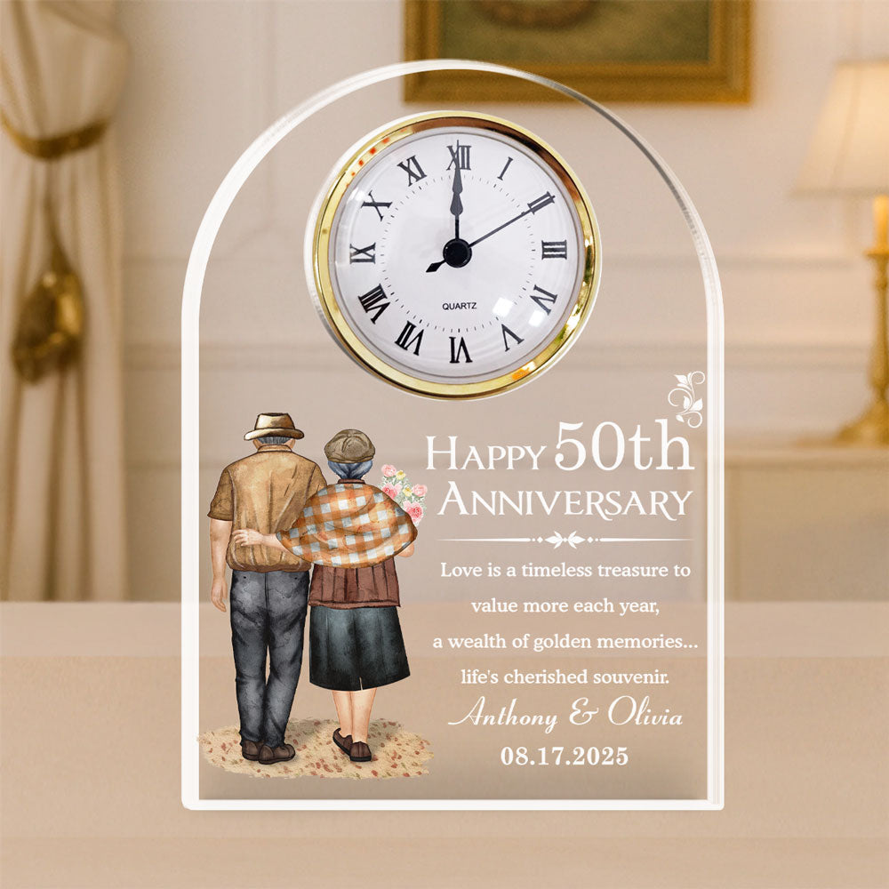 Happy Anniversary - Personalized Custom Acrylic Desk Clock Plaque
