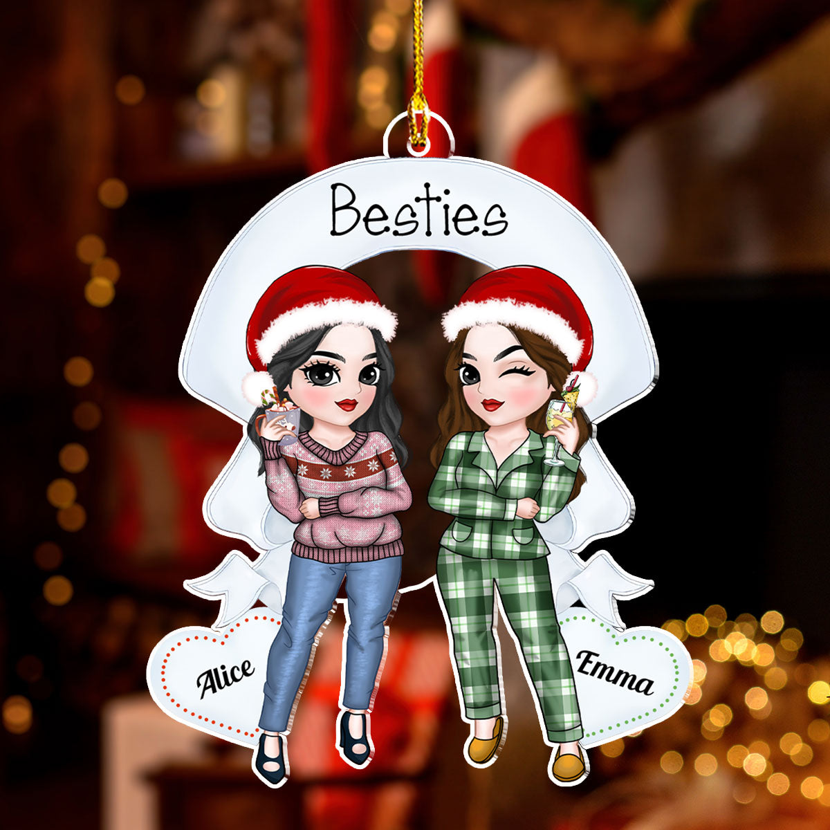 Best Friends Forever Christmas - Personalized Custom Acrylic Ornament